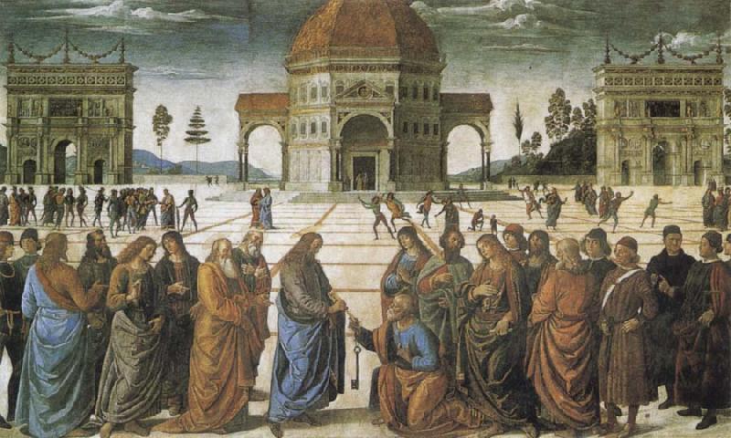 PERUGINO, Pietro Christ giving the Keys to St Peter